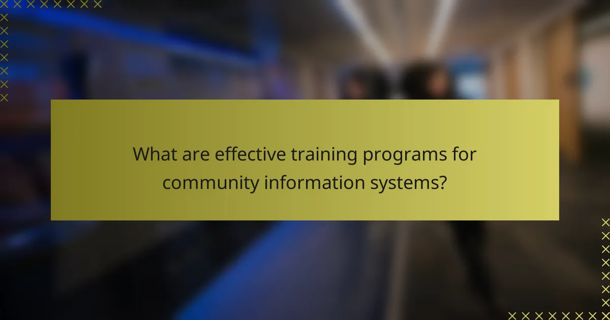 What are effective training programs for community information systems?