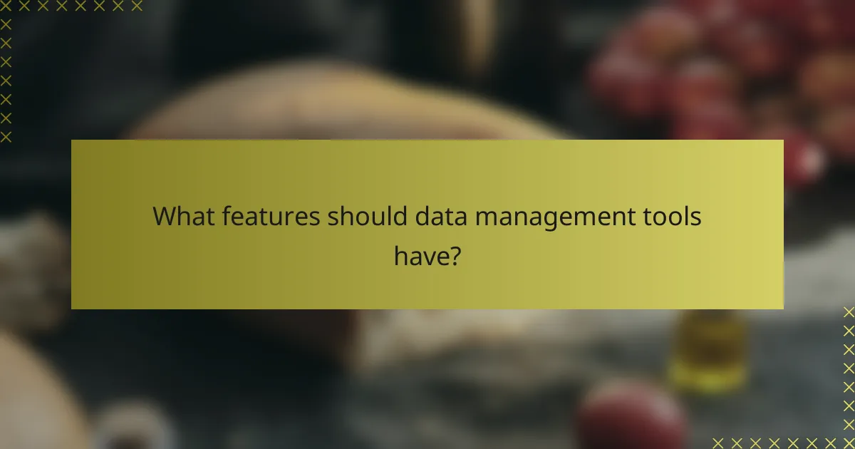 What features should data management tools have?